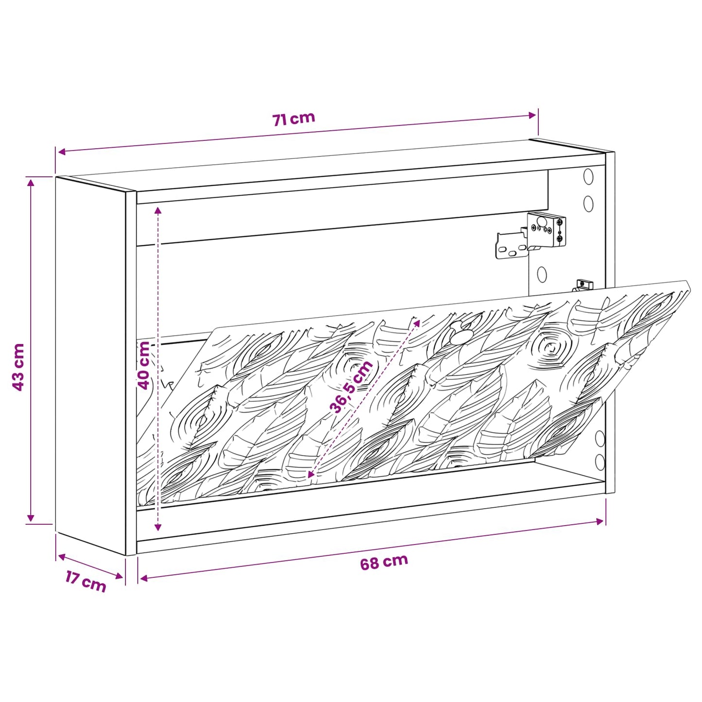 Vegghengt skoskap DELFT 71 x 17 x 43 cm Konstruert tre