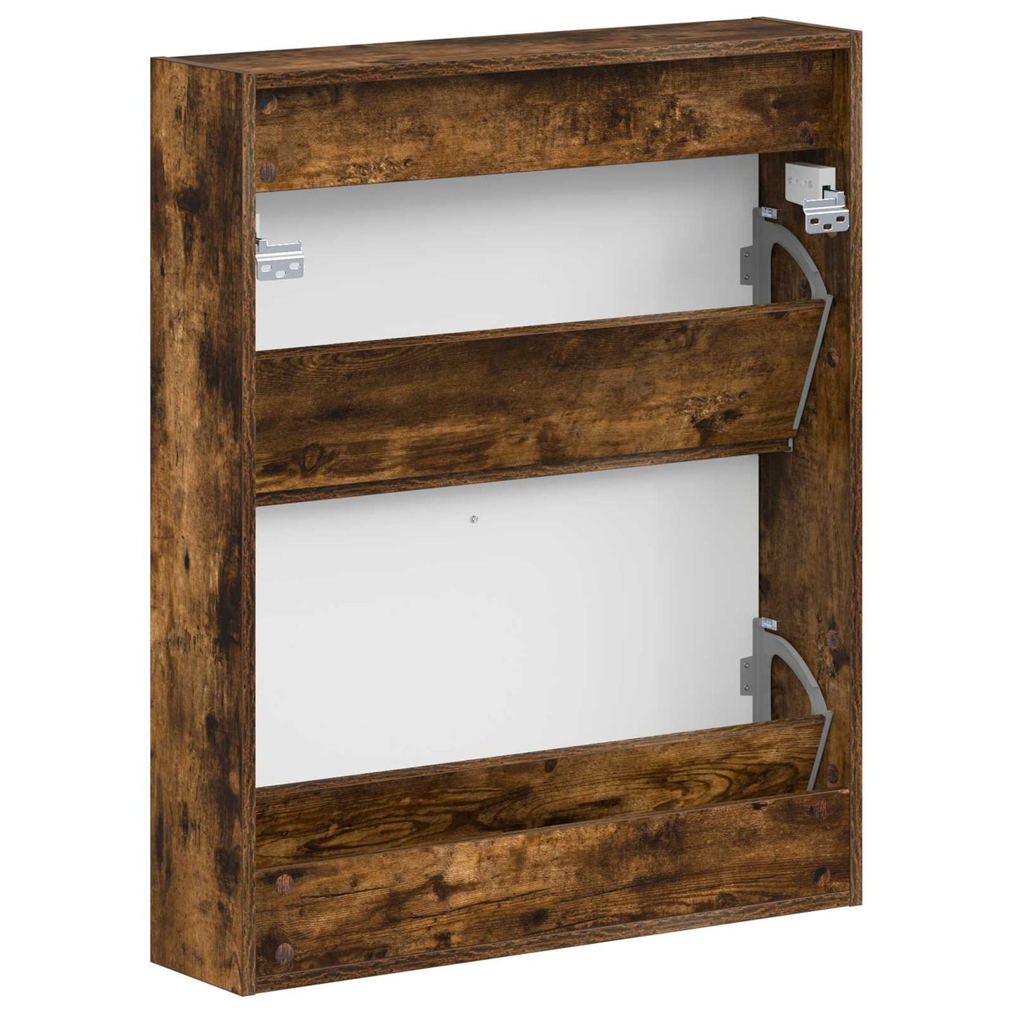 Vegghengt skoskap DELFT 71 x 17 x 86 cm Konstruert tre Røkt Eik