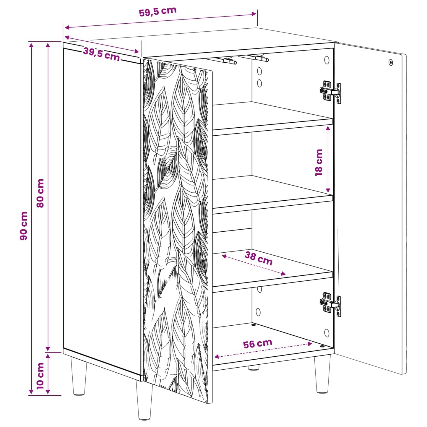 Sko Skap DELFT 59,5 x 39,5 x 90 cm Konstruert tre Hvit