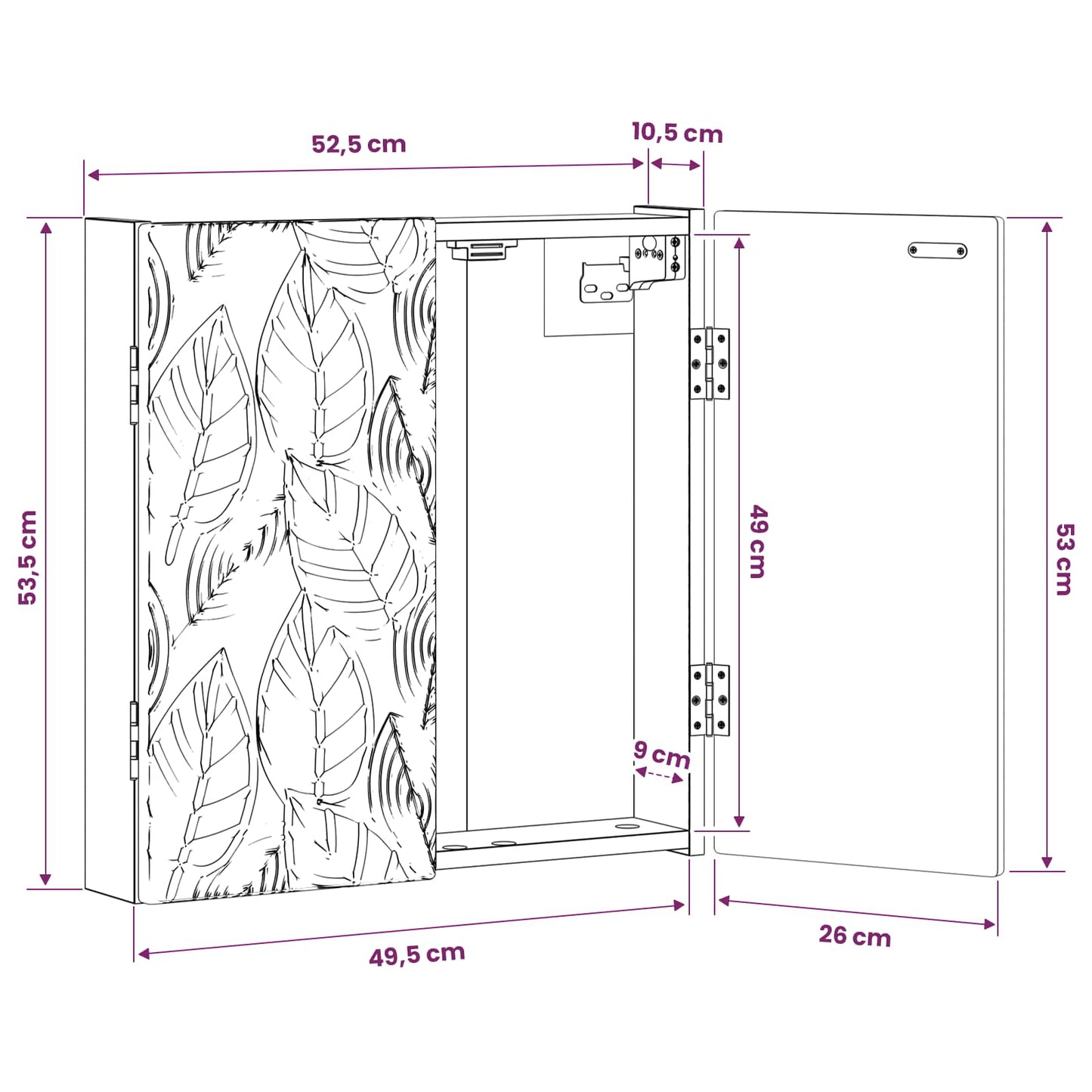 Dartbrettskap DELFT Artisan eik 52,5 x 10,5 x 53,5 cm