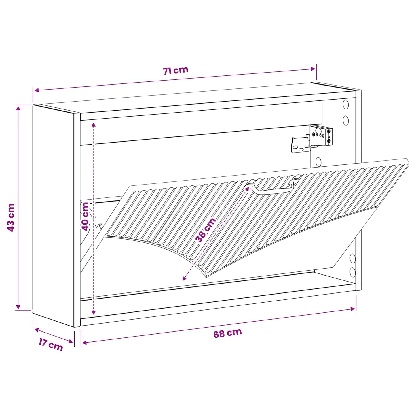 Vegghengt skoskap HOORN 71 x 17 x 43 cm Konstruert tre