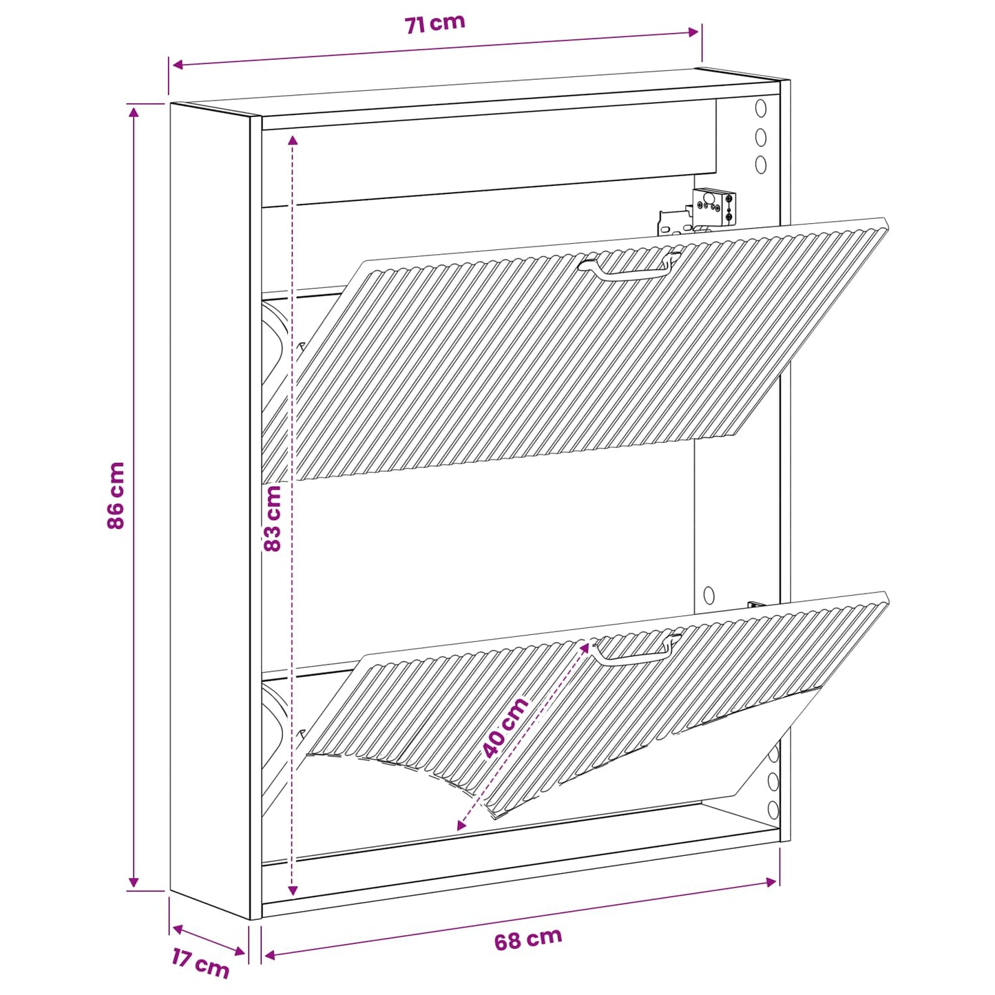 Vegghengt skoskap HOORN 71 x 17 x 86 cm Konstruert tre