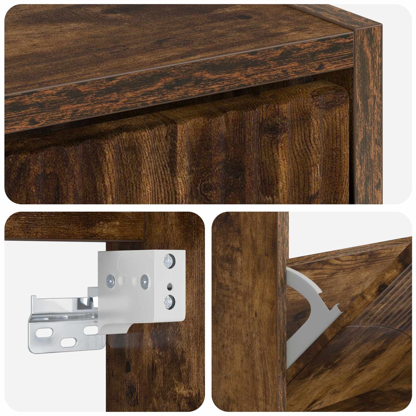 Vegghengt skoskap HOORN 71 x 17 x 86 cm Konstruert tre Røkt Eik