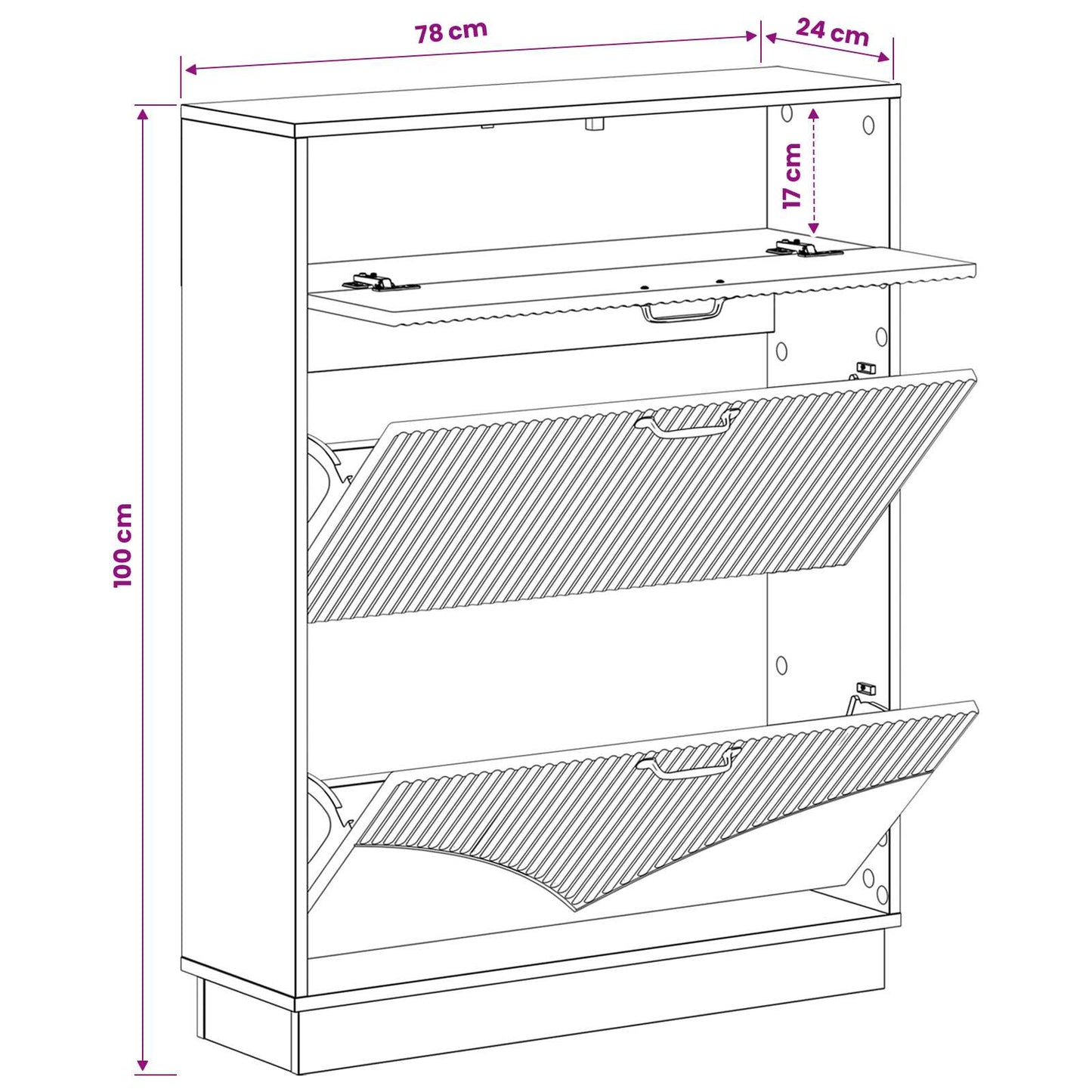 Sko Skap HOORN 78 x 24 x 100 cm Konstruert tre Svart