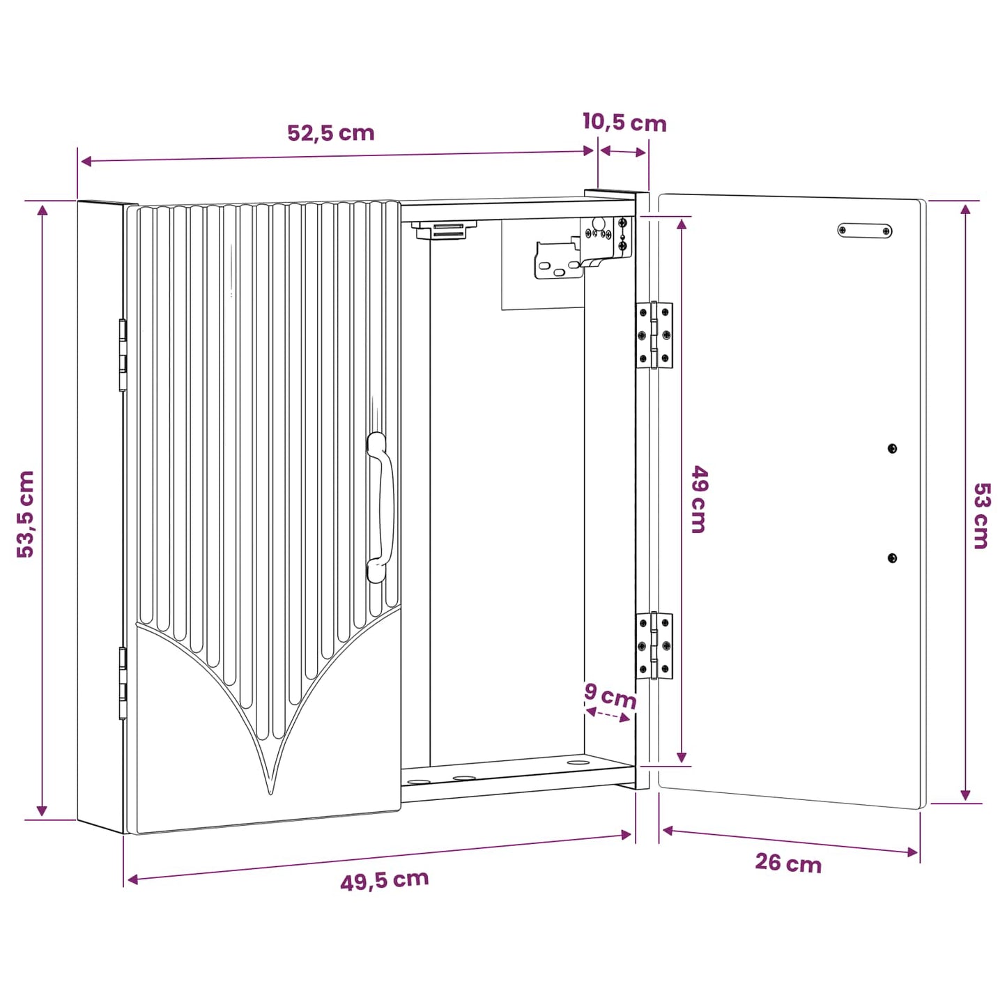 Dartbrettskap HOORN Betonggrå 52,5 x 10,5 x 53,5 cm