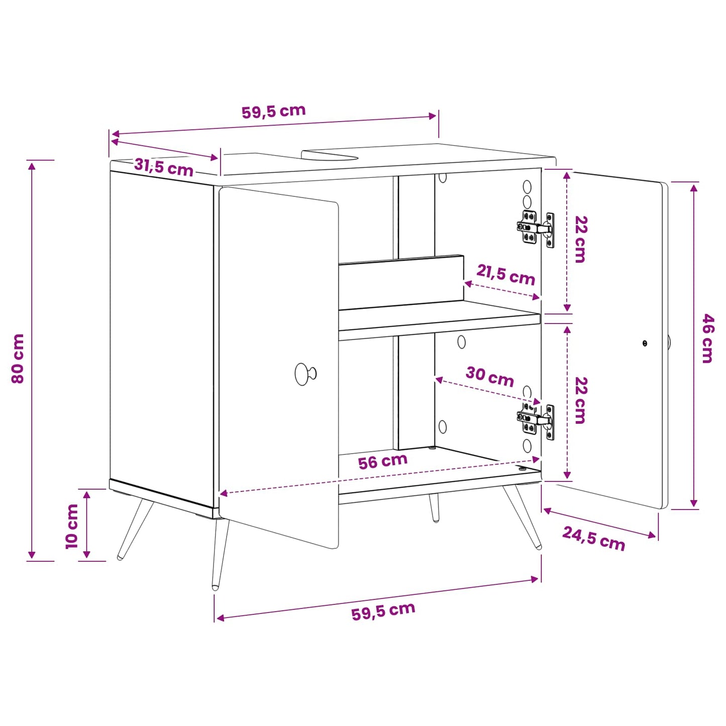 Baderomsvaskeskap BREDA Sonoma eik 59,5 x 31,5 x 59 cm