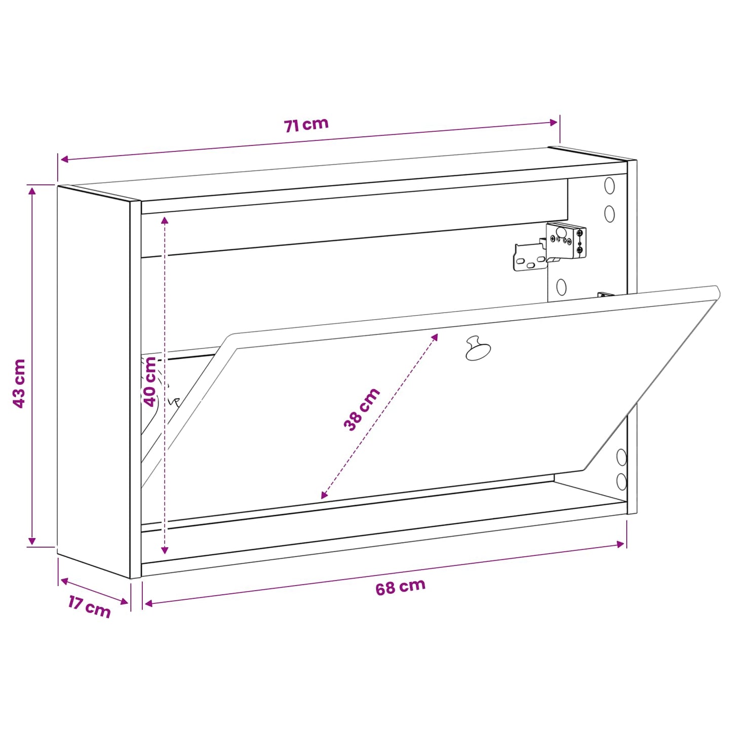 Vegghengt skoskap BREDA 71 x 17 x 43 cm Konstruert tre