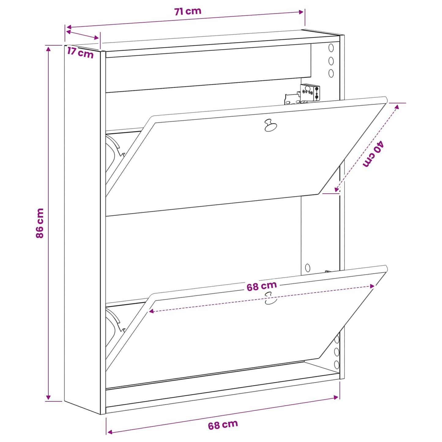 Vegghengt skoskap BREDA 71 x 17 x 86 cm Konstruert tre