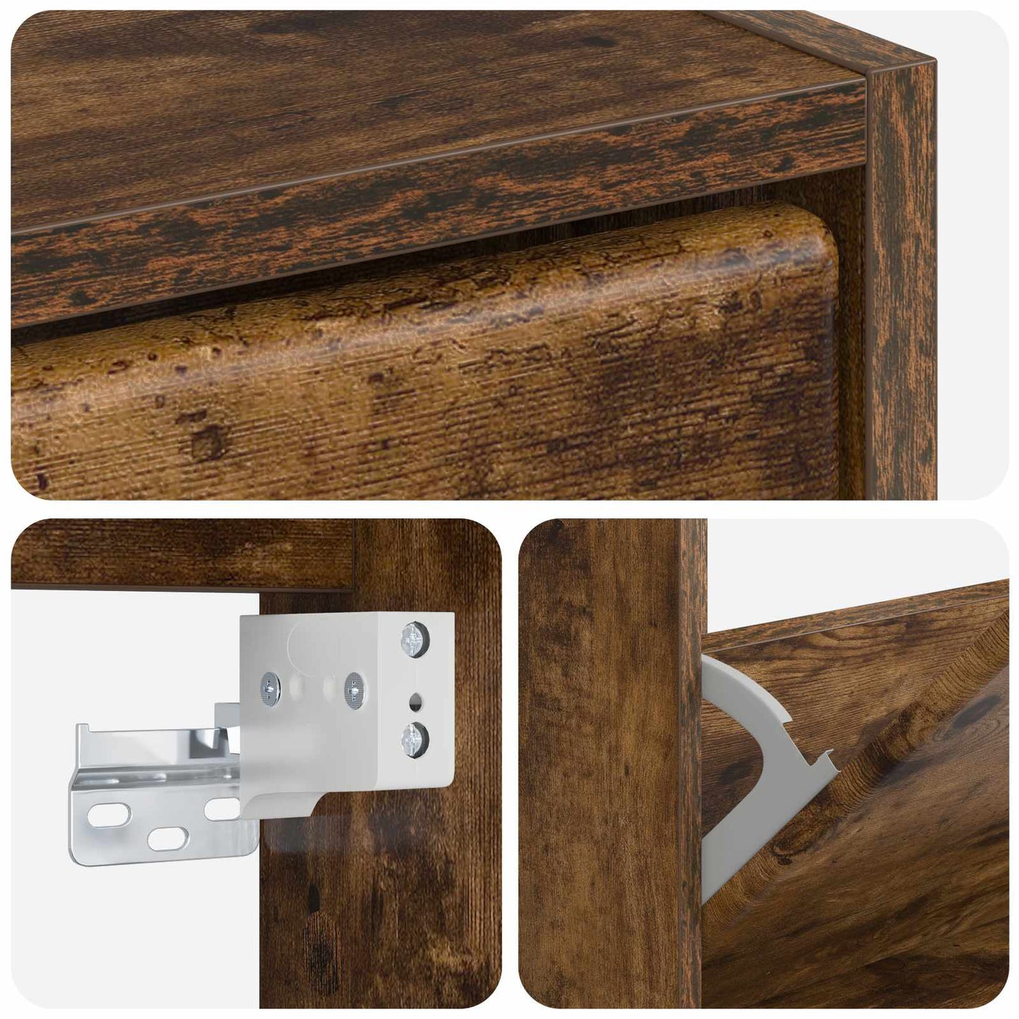 Vegghengt skoskap BREDA 71 x 17 x 86 cm Konstruert tre Røkt Eik