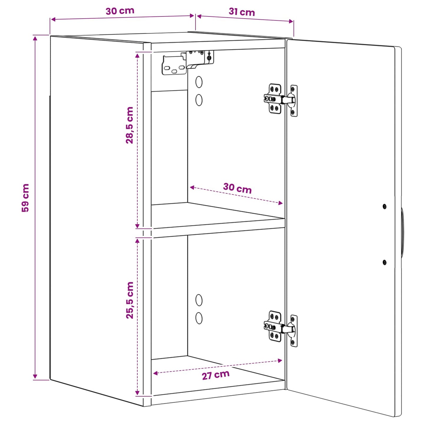 Baderom veggskap UTRECHT Gammelt tre 30 x 31 x 59 cm