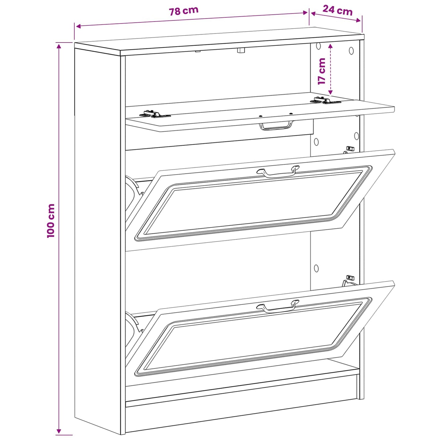 Sko Skap UTRECHT 78 x 24 x 100 cm Konstruert tre Sonoma eik