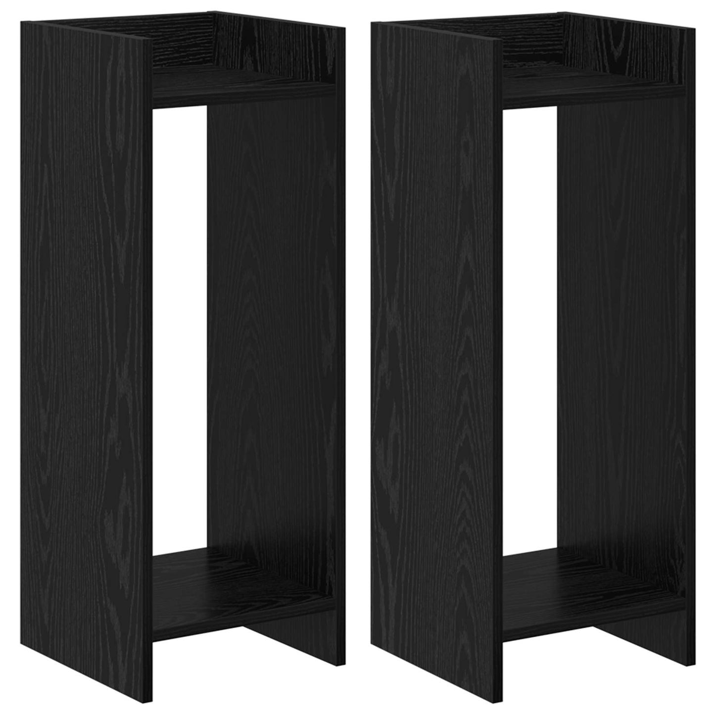 Planteholder 2 stk. Svart Eik 30 x 30 x 80 cm Konstruert tre