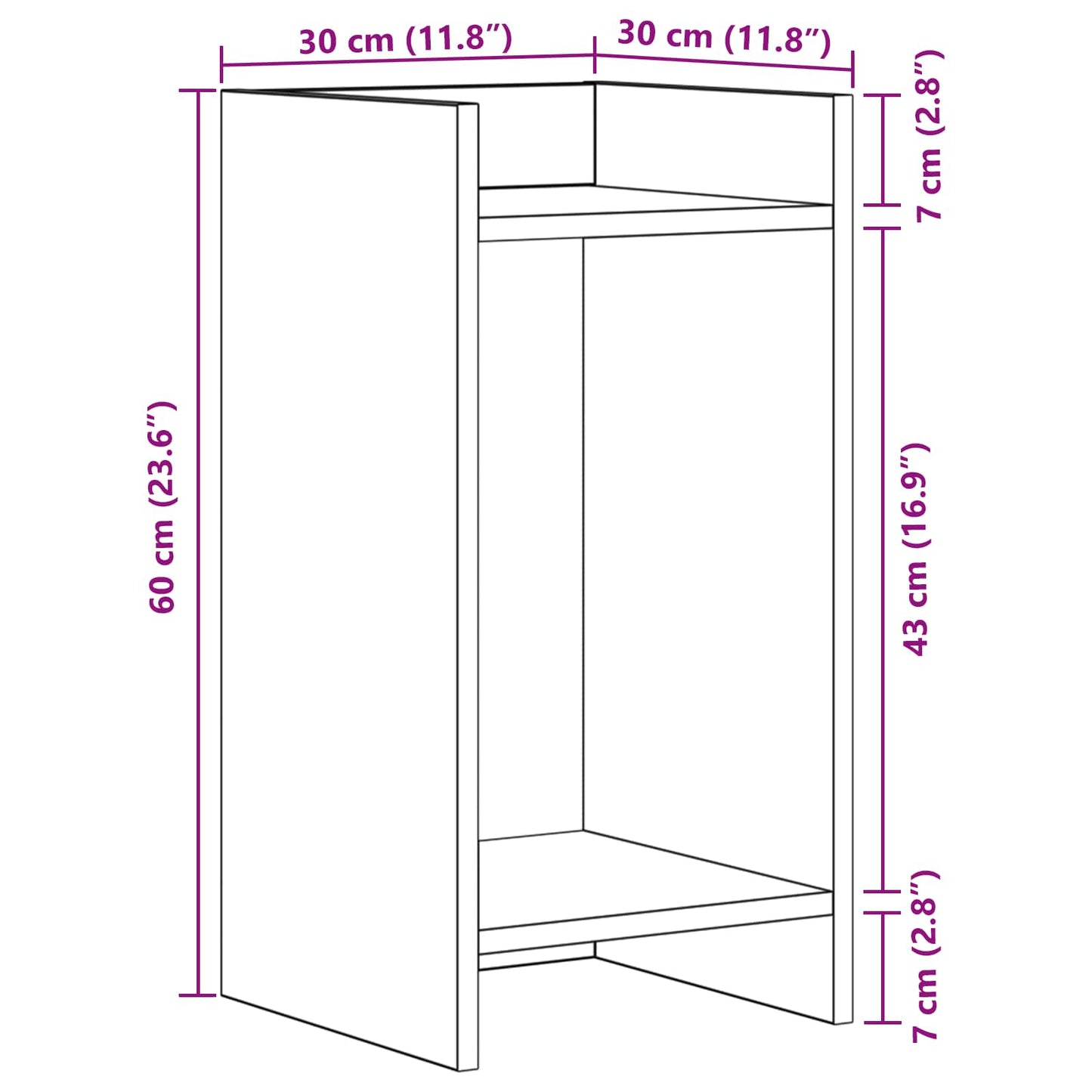 Planteholder Hvit 30 x 30 x 60 cm Konstruert tre