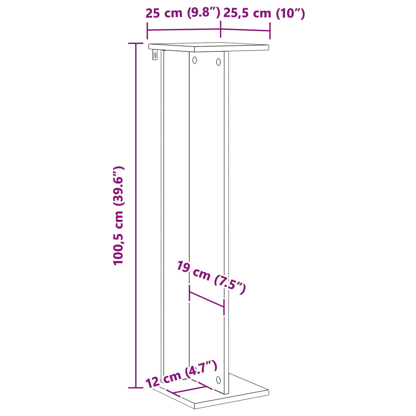 Planteholder BetongGrå 25 x 25,5 x 100,5 cm Konstruert tre