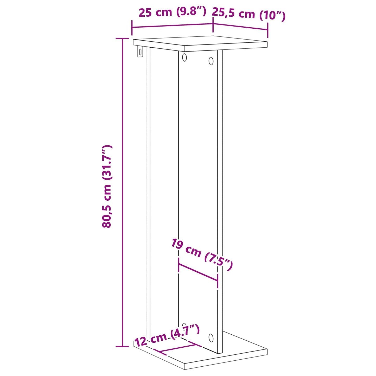 Planteholder 2 pcs Artisan Eik 25 x 25,5 x 80,5 cm