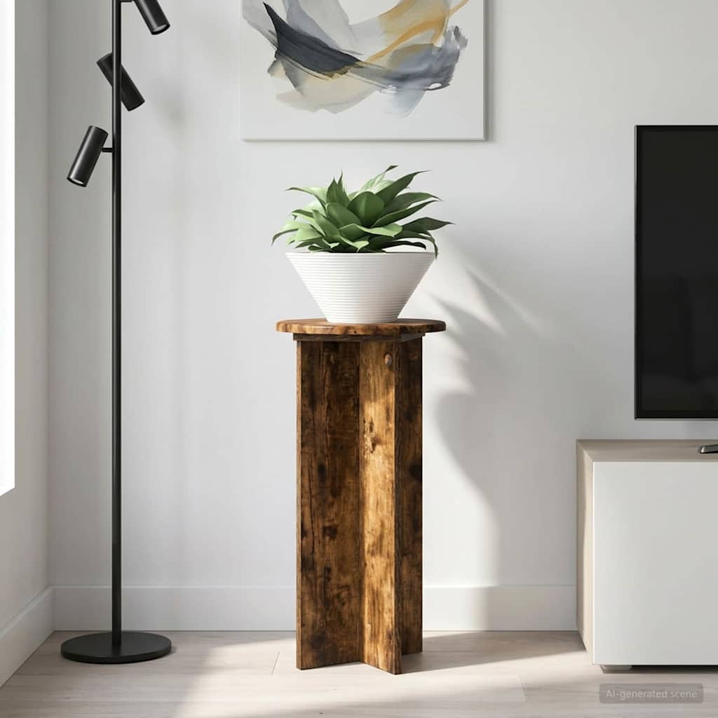 Planteholder 2 pcs Røkt Eik 29,5 x 29,5 x 60 cm Konstruert tre