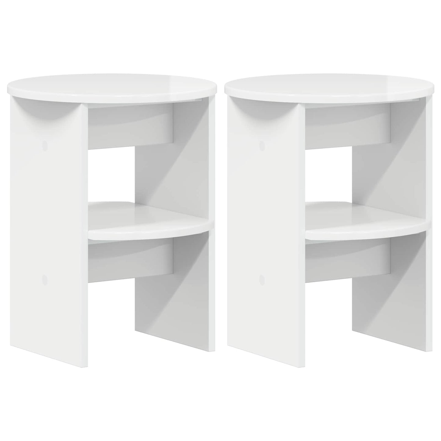 Sideskap 2 pcs Høgglans Hvit Ø40 x 50 cm Konstruert tre