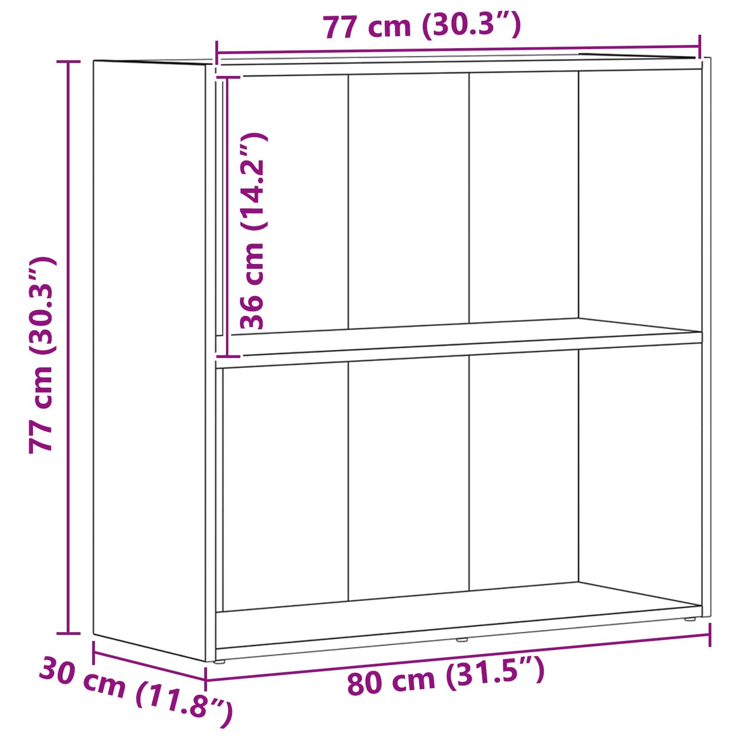 Bokhylle Svart Eik 80 x 30 x 76,5 cm Konstruert tre