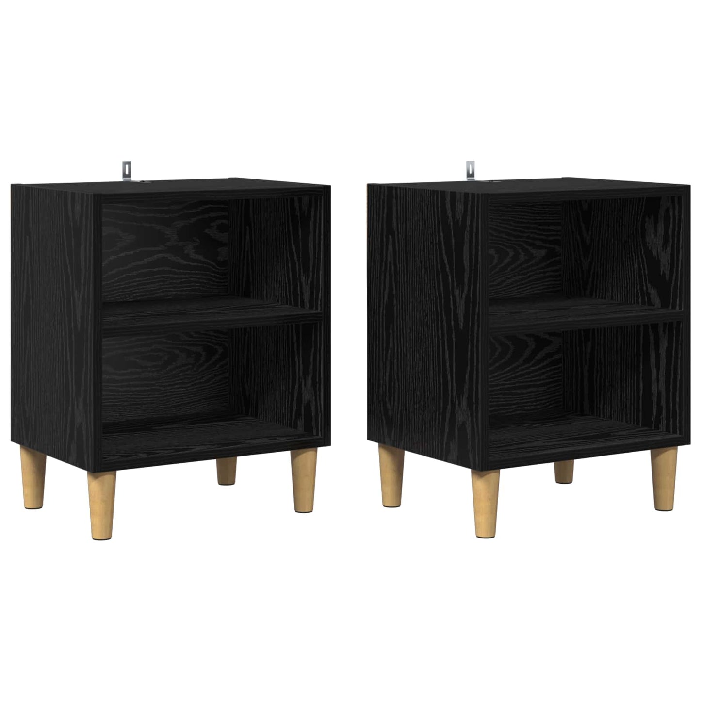 Sengeskap 2 pcs Svart Eik 40 x 30 x 50 cm Konstruert tre