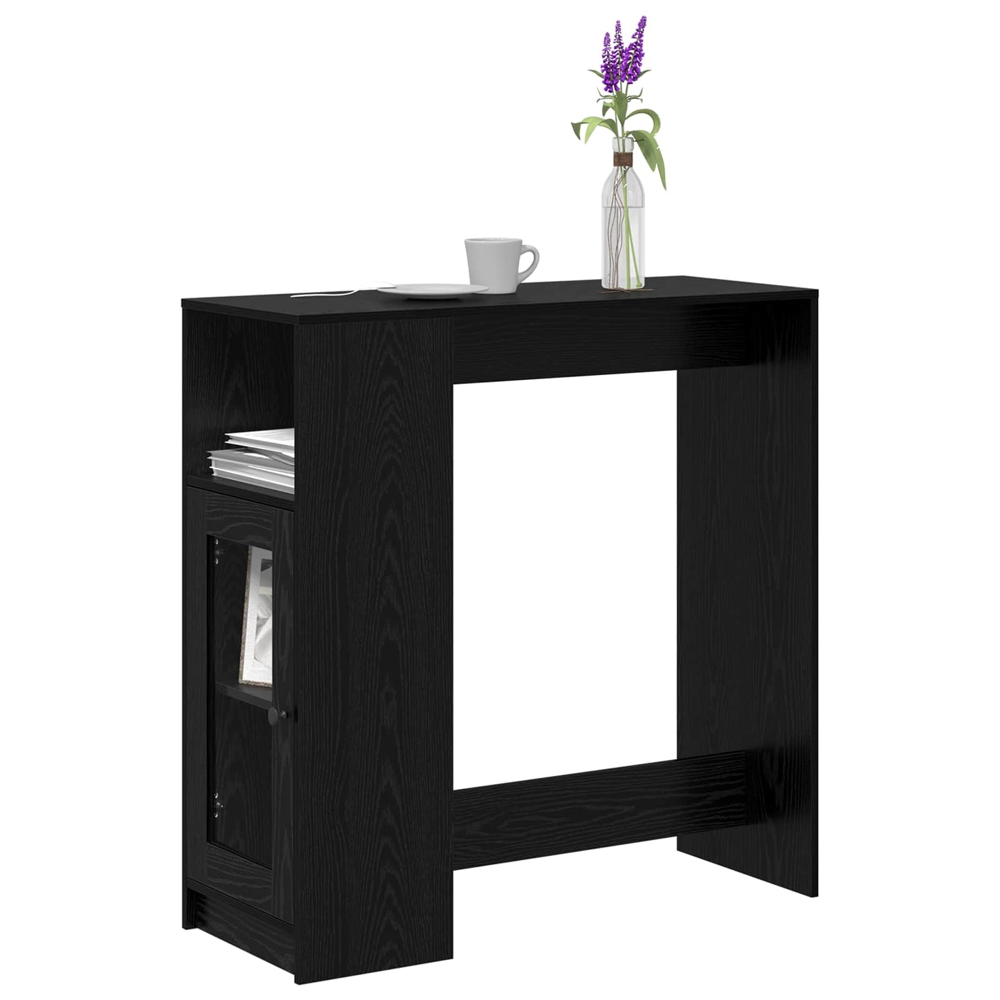 Barbord med hylle Svart Eik 101 x 40 x 103,5 cm Konstruert tre