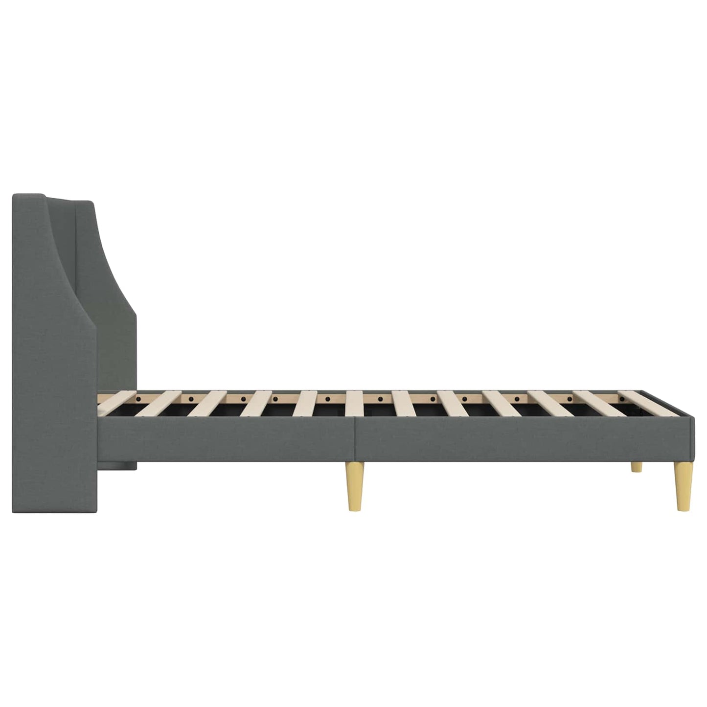 Sengestamme med hodegjerde Mørkegrå 90 x 190 cm Stoff