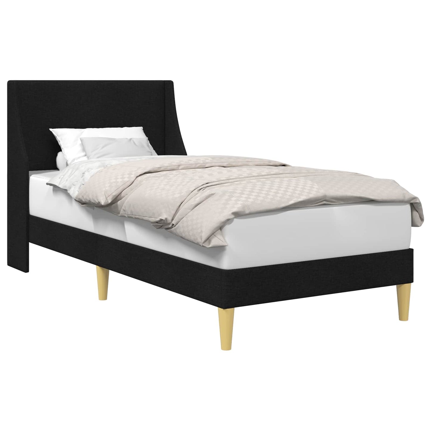 Sengestamme med hodegjerde Svart 90 x 190 cm Stoff