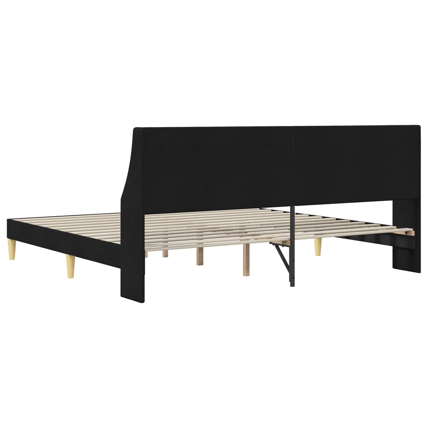 Sengestamme med hodegjerde Svart 180 x 200 cm Stoff