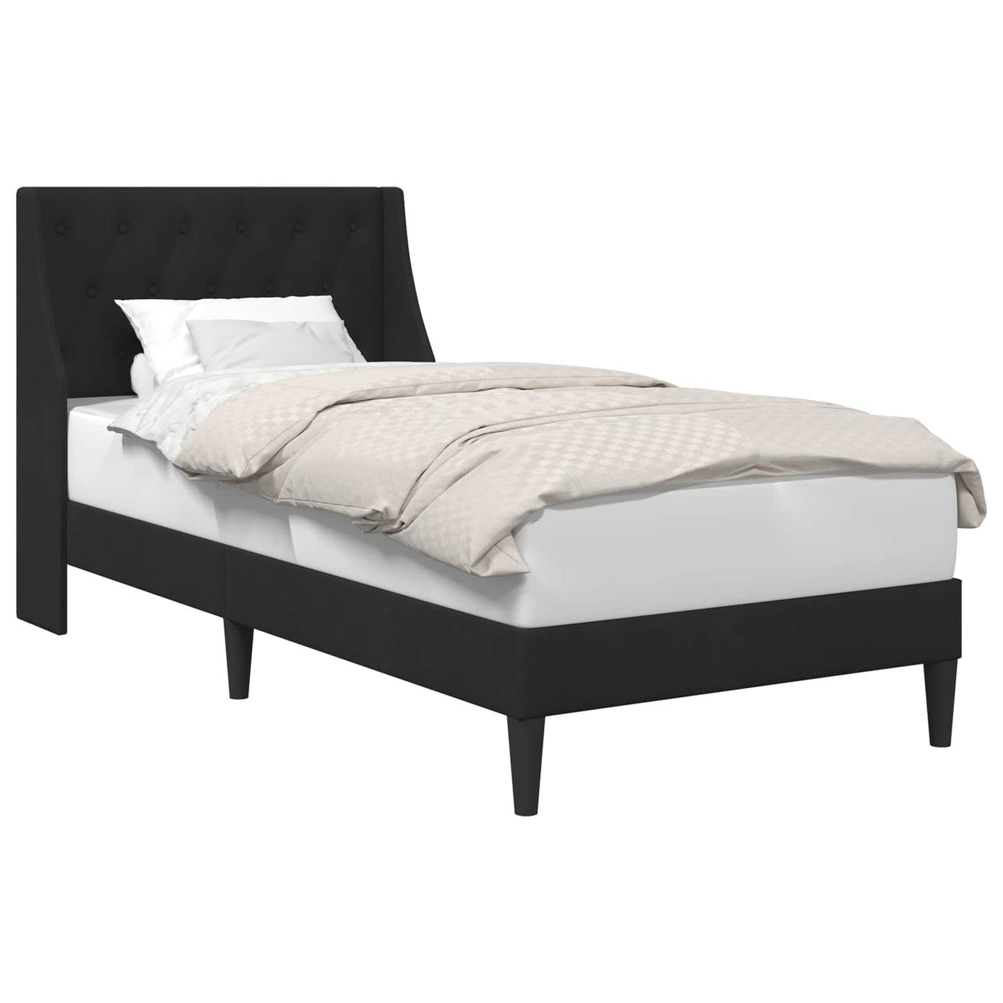 Sengestamme med hodegjerde Svart 90 x 190 cm Fløyel