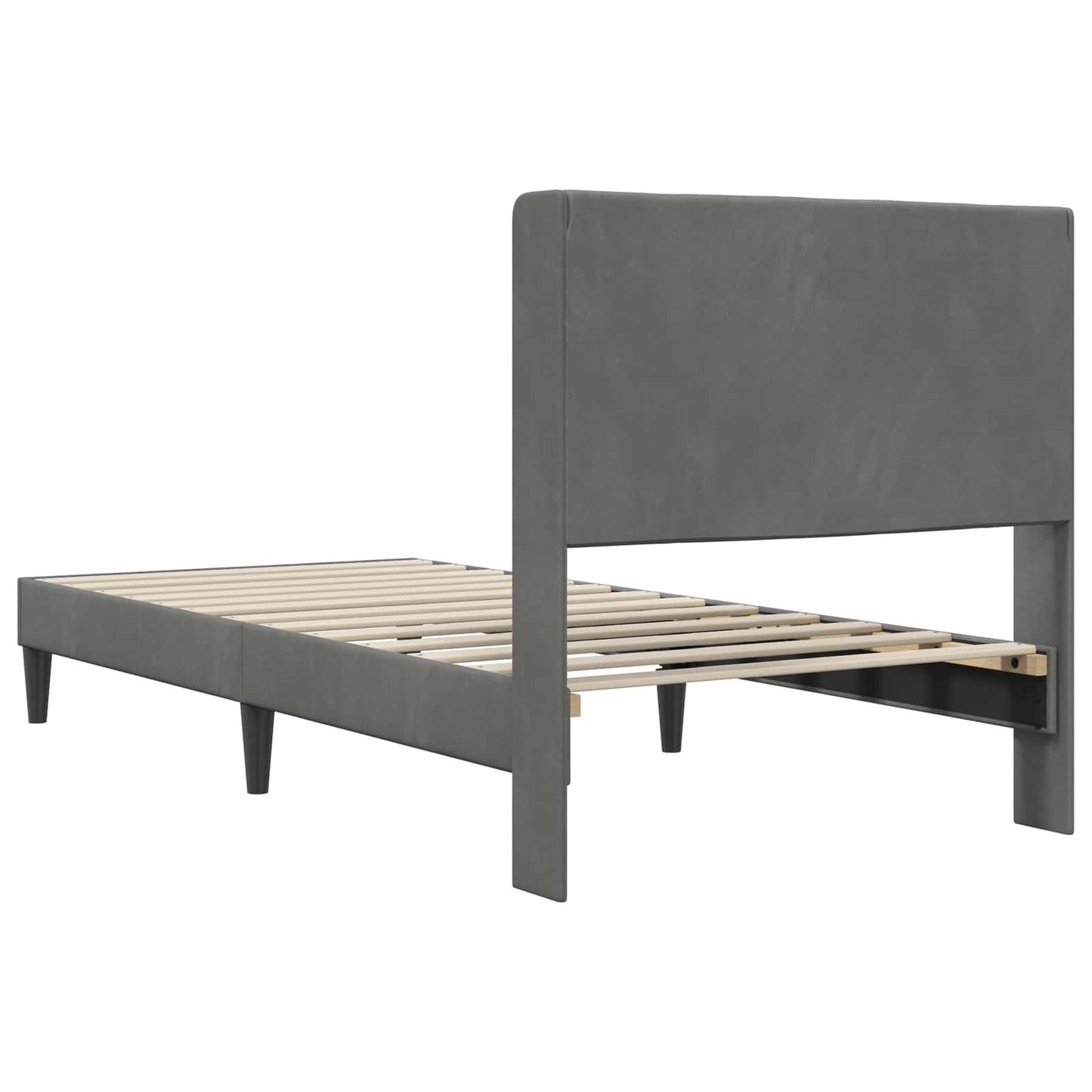 Sengestamme med hodegjerde Mørkegrå 90 x 190 cm Fløyel