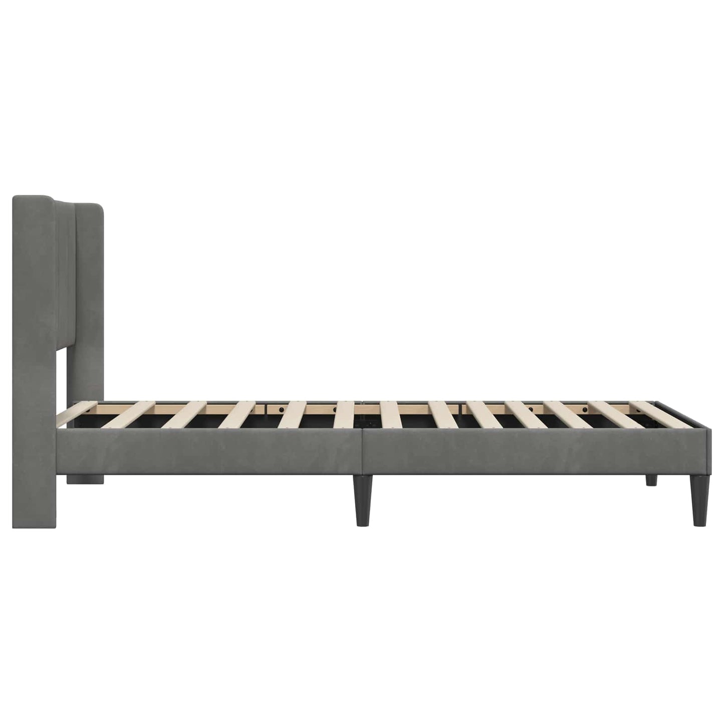 Sengestamme med hodegjerde Mørkegrå 90 x 190 cm Fløyel