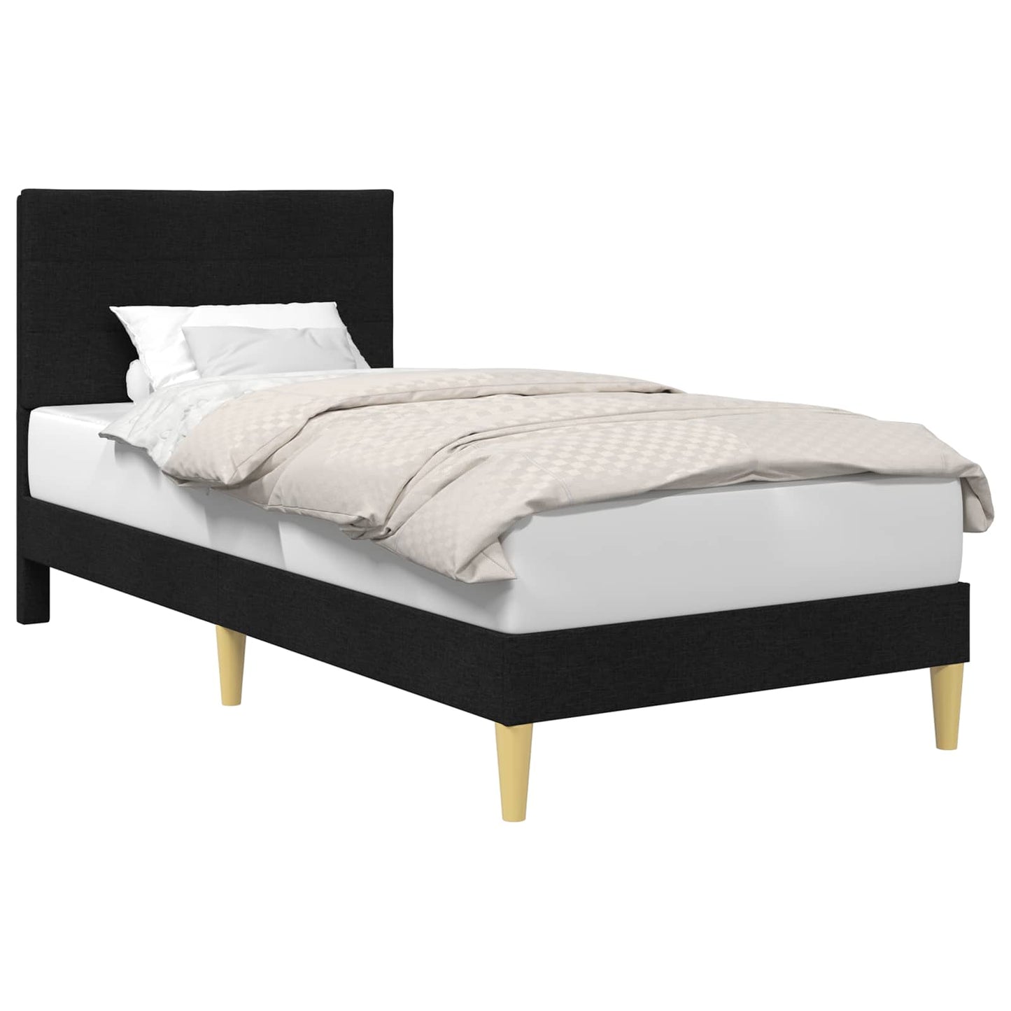 Sengestamme med hodegjerde Svart 90 x 190 cm Stoff
