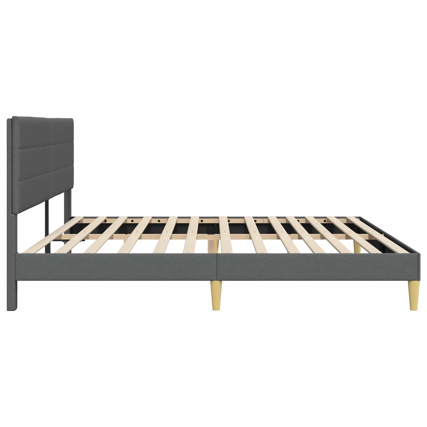 Sengestamme med hodegjerde Mørkegrå 180 x 200 cm Stoff