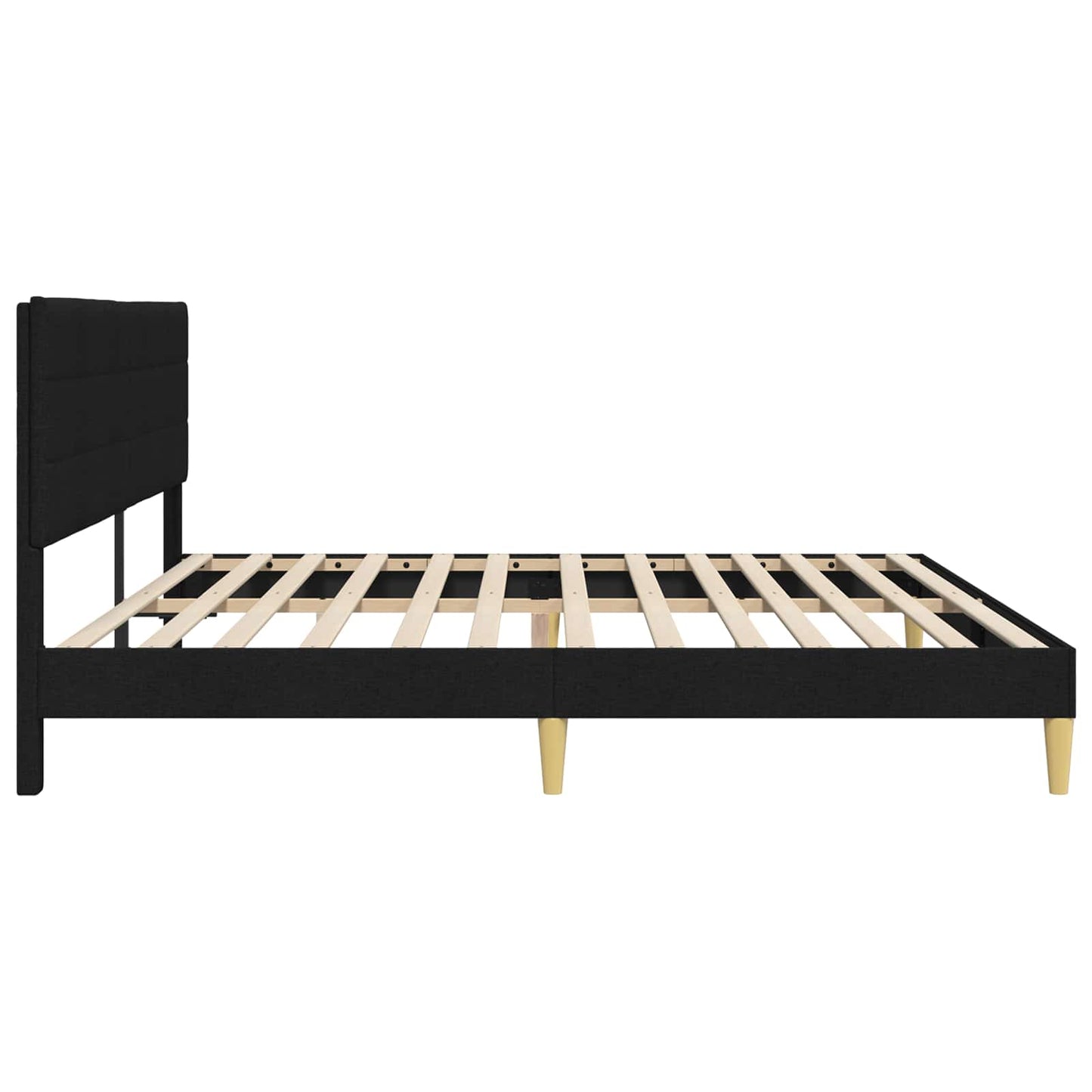 Sengestamme med hodegjerde Svart 180 x 200 cm Stoff