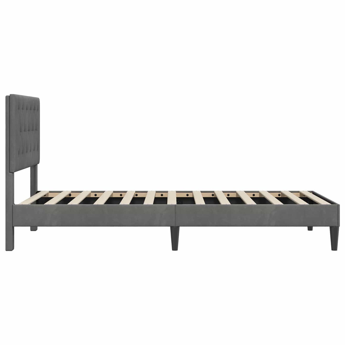 Sengestamme med hodegjerde Mørkegrå 90 x 190 cm Fløyel