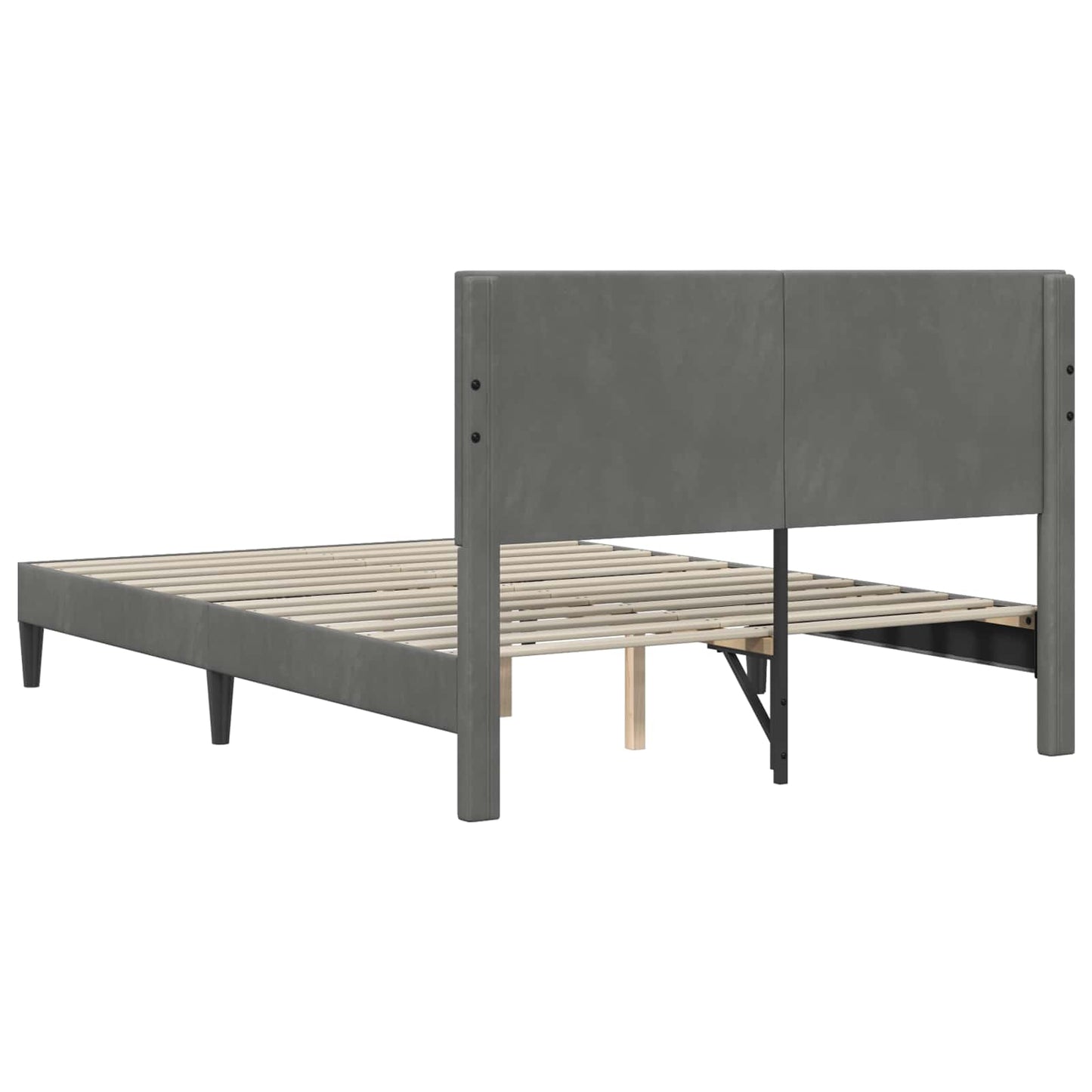 Sengestamme med hodegjerde Mørkegrå 180 x 200 cm Fløyel