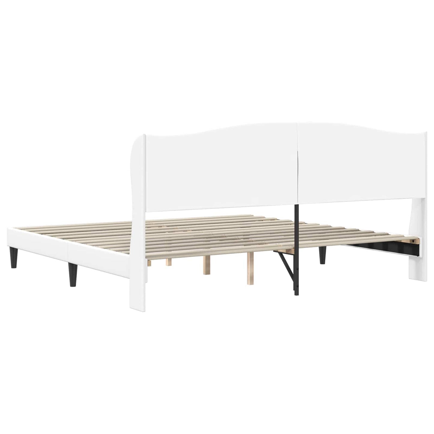 Sengestamme med hodegjerde Hvit 180 x 200 cm Kunstlær