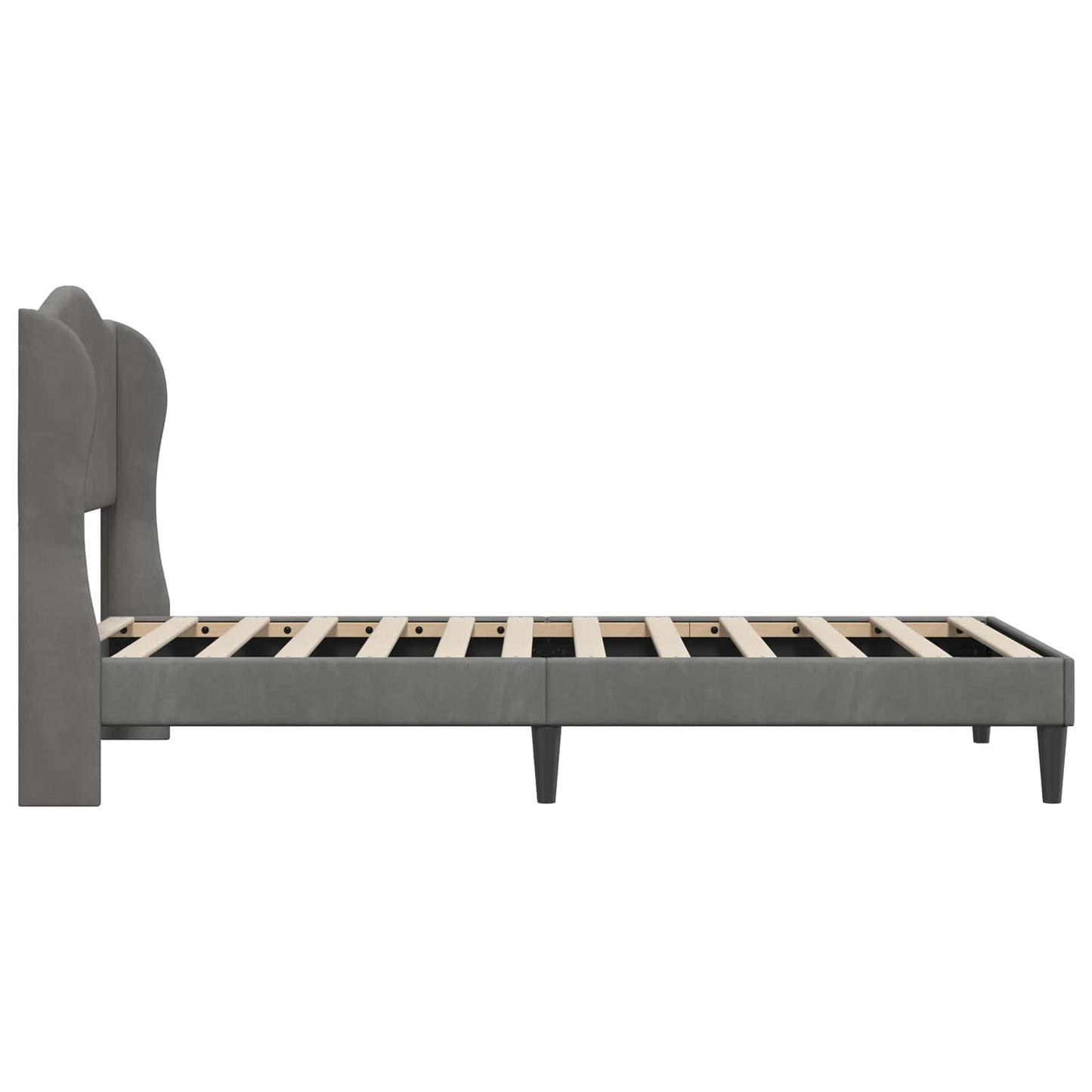 Sengestamme med hodegjerde Mørkegrå 90 x 190 cm Fløyel