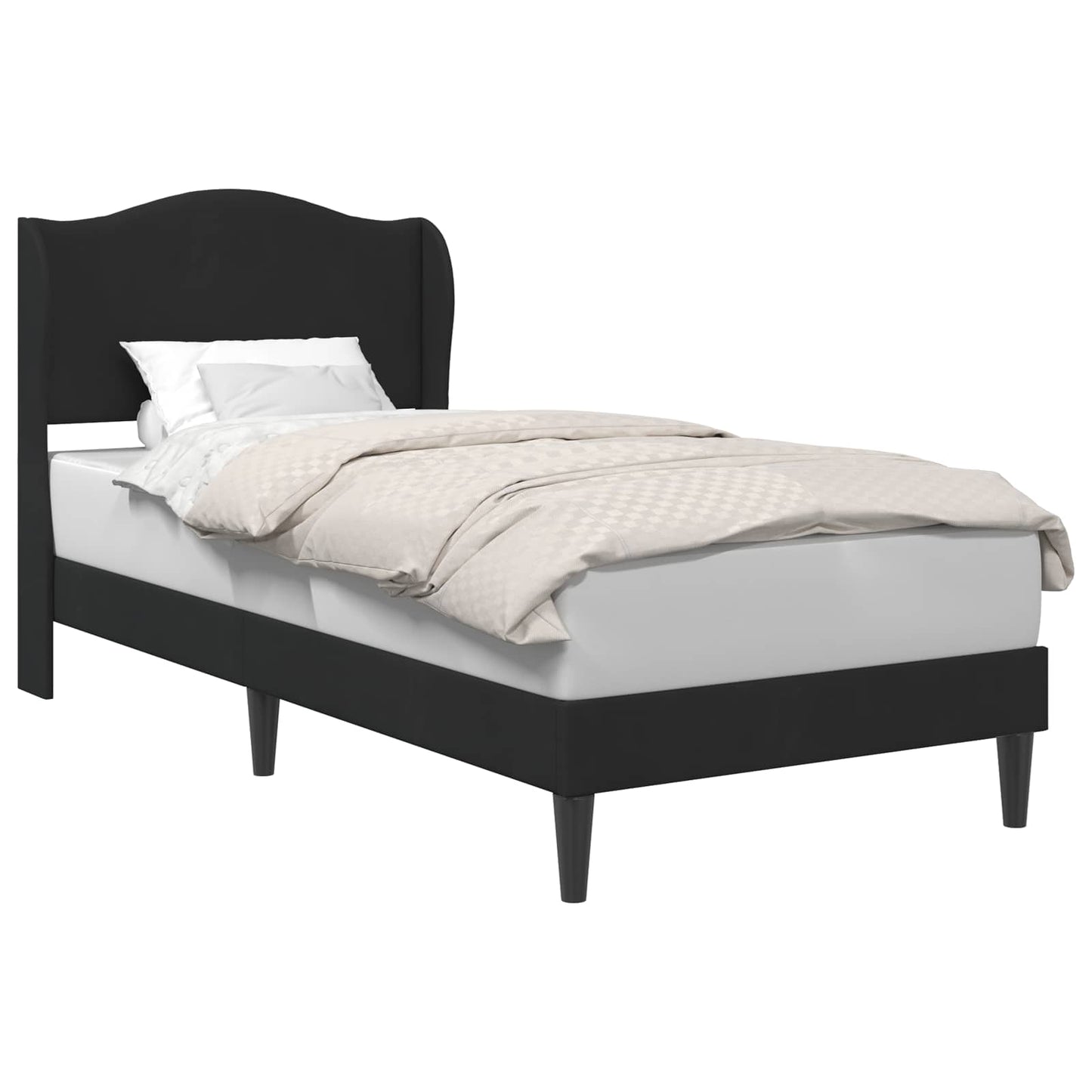 Sengestamme med hodegjerde Svart 90 x 190 cm Fløyel