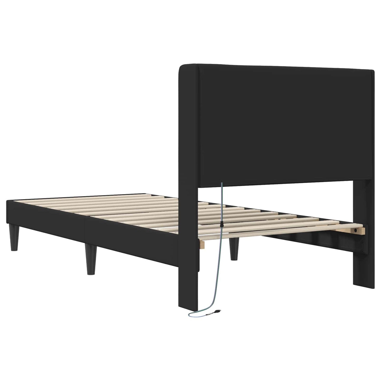 Sengestamme med LED-lysstrimler Svart 90 x 190 cm Kunstlær