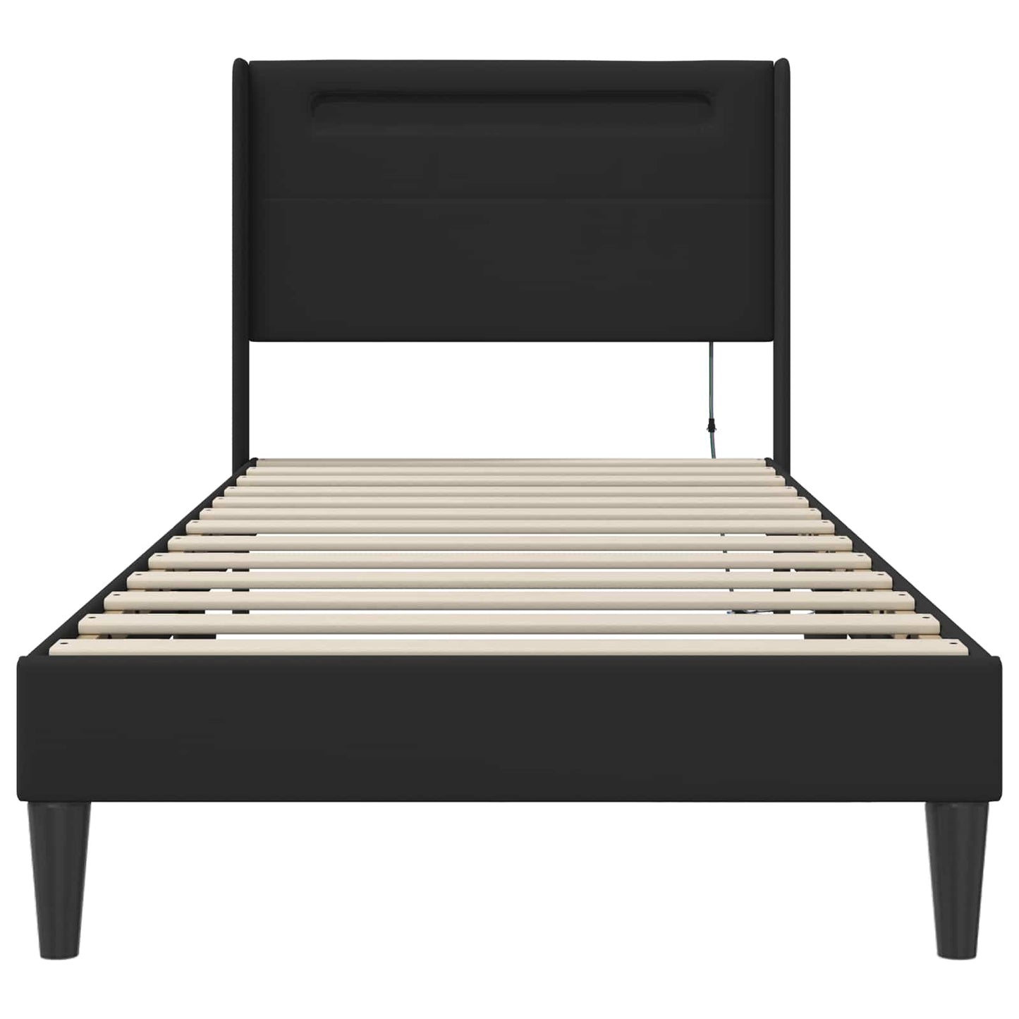 Sengestamme med LED-lysstrimler Svart 90 x 190 cm Kunstlær