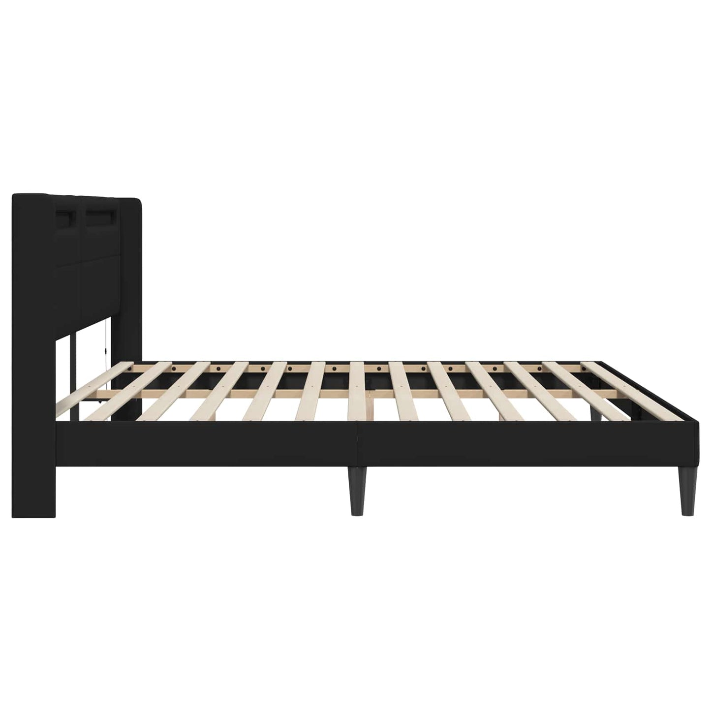 Sengestamme med LED-lysstrimler Svart 180 x 200 cm Kunstlær