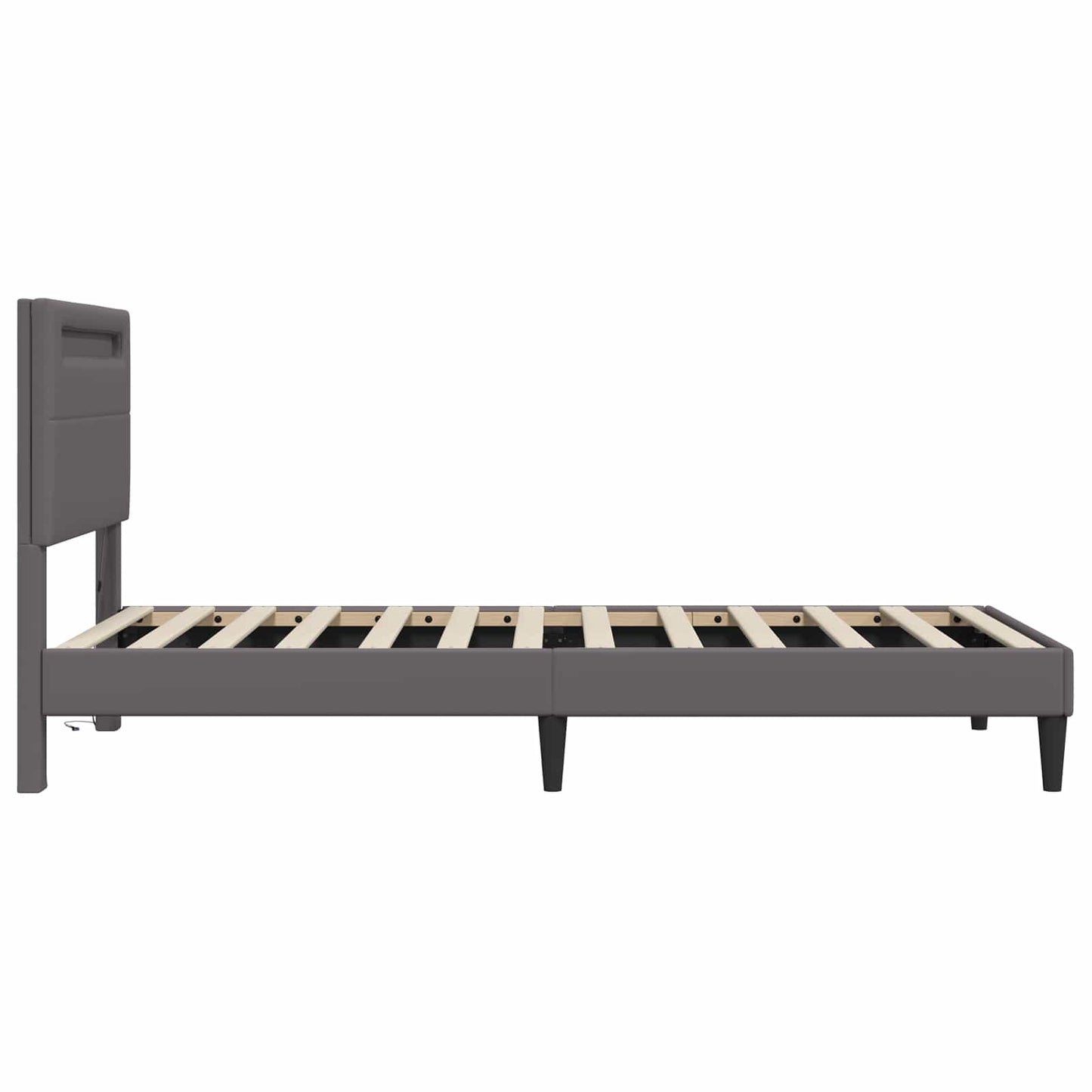 Sengestamme med LED-lysstrimler Grå 90 x 190 cm Kunstlær