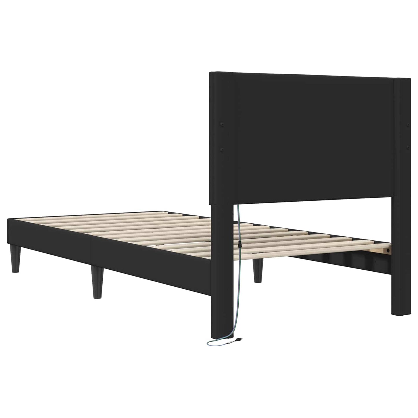Sengestamme med LED-lysstrimler Svart 90 x 190 cm Kunstlær