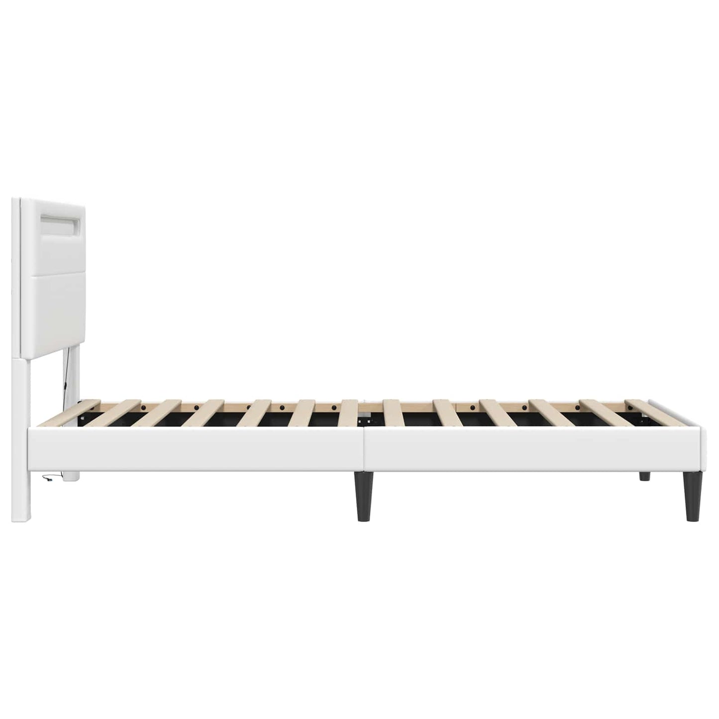 Sengestamme med LED-lysstrimler Hvit 90 x 190 cm Kunstlær