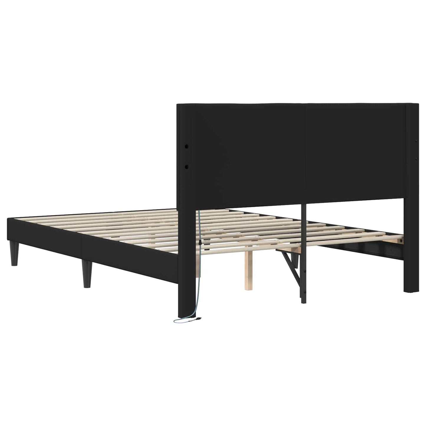 Sengestamme med LED-lysstrimler Svart 135 x 190 cm Kunstlær