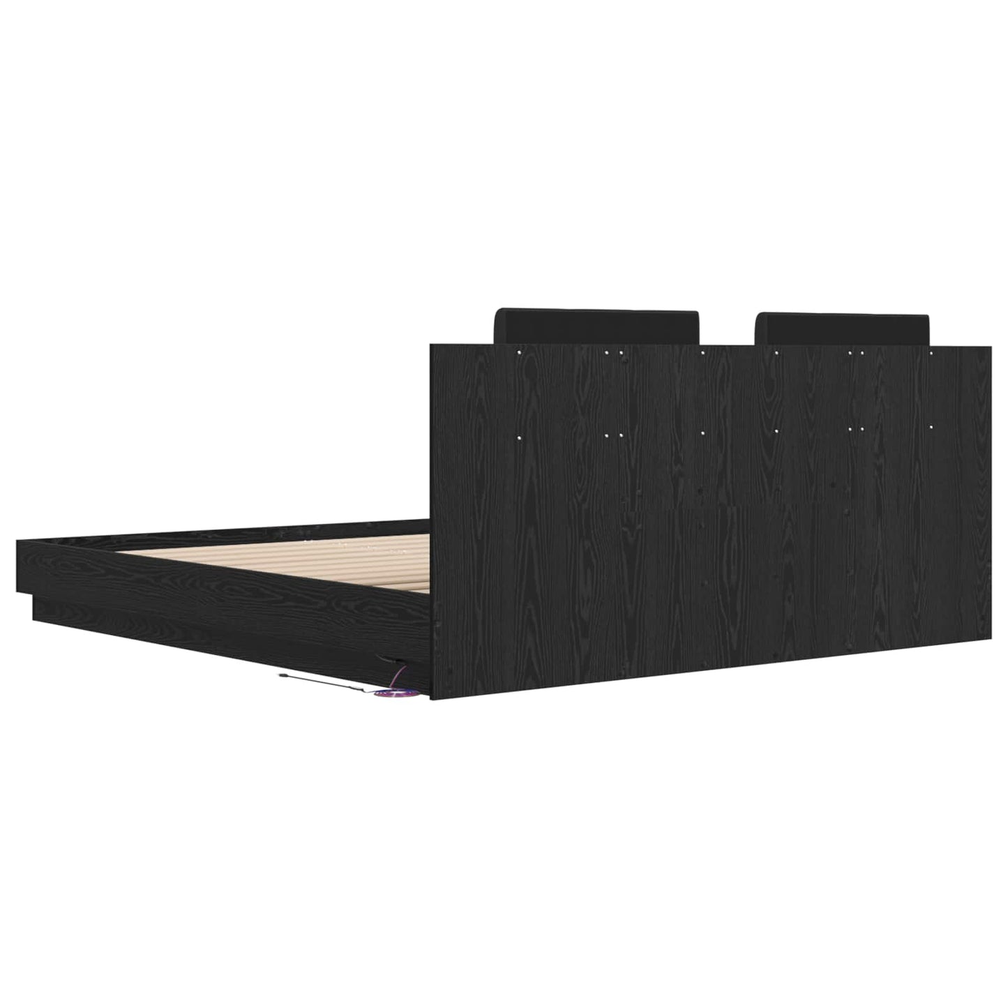 Sengestamme med hodegatt Svart Eik 180 x 200 cm Konstruert tre