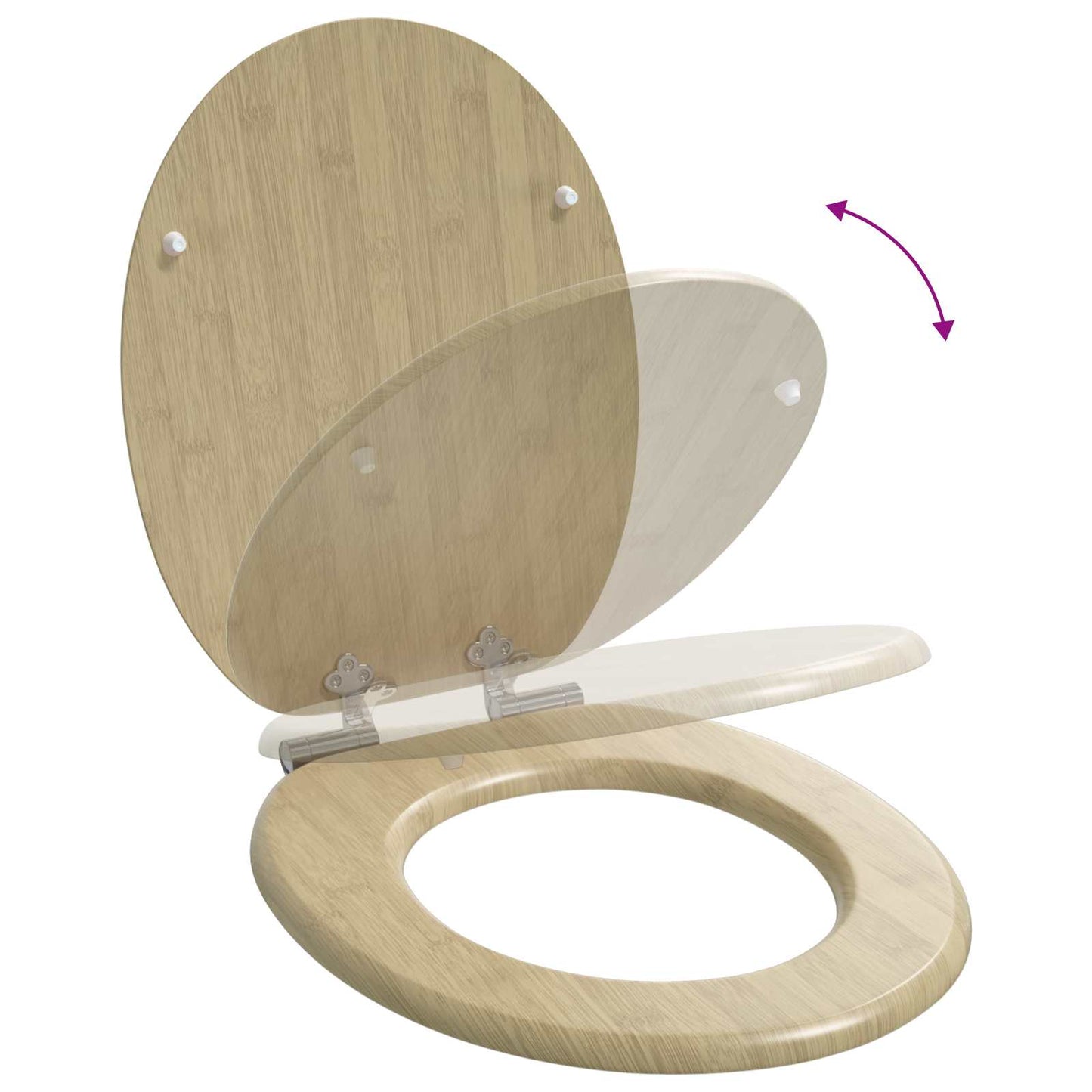 Myk-lukking toalettsete 2 pcs Lys bambusfarge 44 x 38 cm