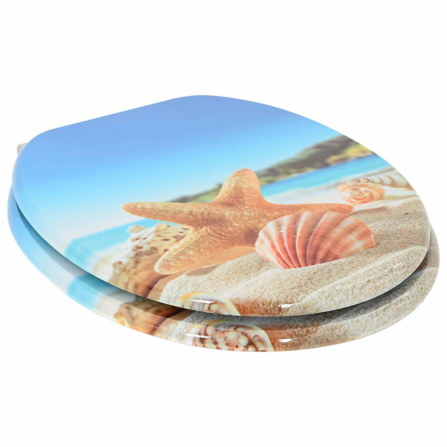Myk-lukking toalettsete 2 pcs Hav musling 44 x 38 cm MDF-plater