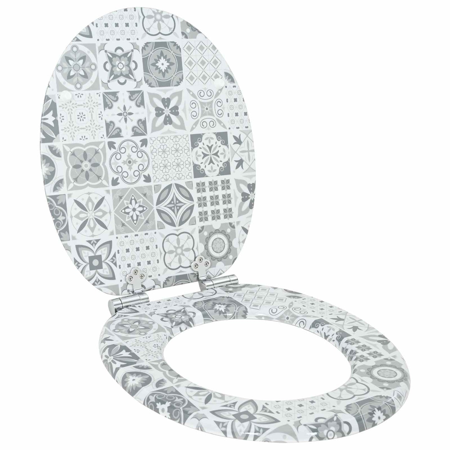Myk-lukking toalettsete 2 pcs Blå og hvit porselen 44 x 38 cm