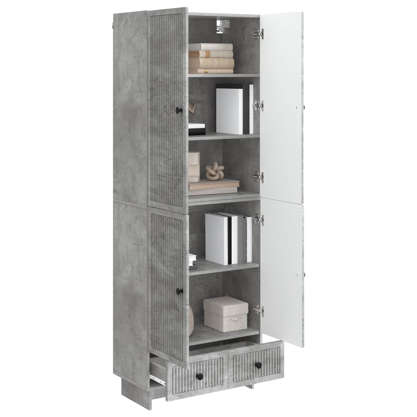 Skapsett 2 pcs Betonggrå 66 x 34,5 x 95 cm Konstruert tre